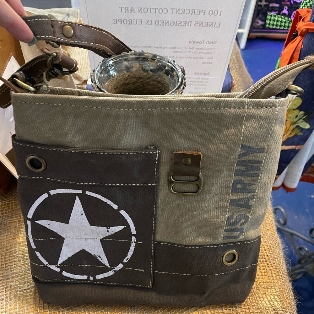Clea Ray NWT Canvas Crossbody Bag Made from Upcycled US Military Tents